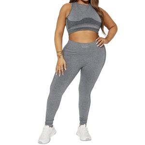 Fashion Nova Pump Infinity Seamless Shaping Sports Bra & Leggings - Heather Grey
